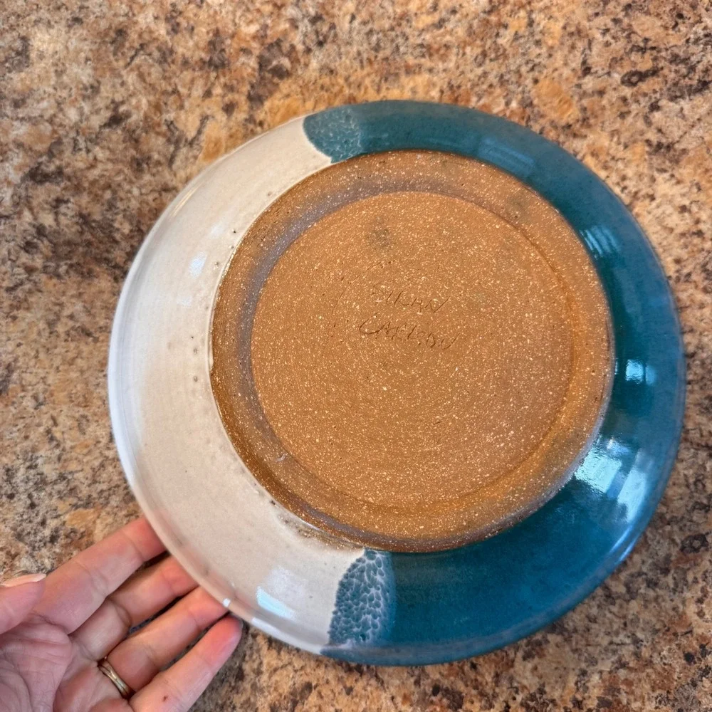 Modern Coastal Ocean Beach Art Decor Bowl Unique Handmade Pottery Abstract 10